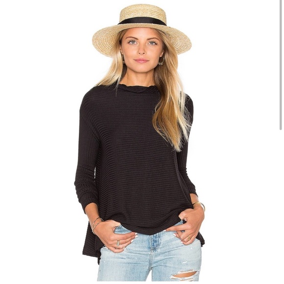 Free People Tops - We the Free People Lover Ribbed Cowl Neck Split
Back Black Pullover Top Size L